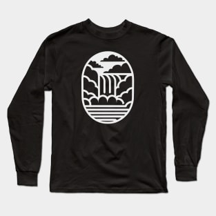 Waterfall and Clouds 2 (White) Long Sleeve T-Shirt